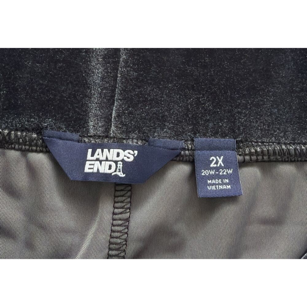 Lands' End Velour Pants Womens 2X Gray/Blue Pull On Wide Leg High Waist Party - Picture 3 of 9
